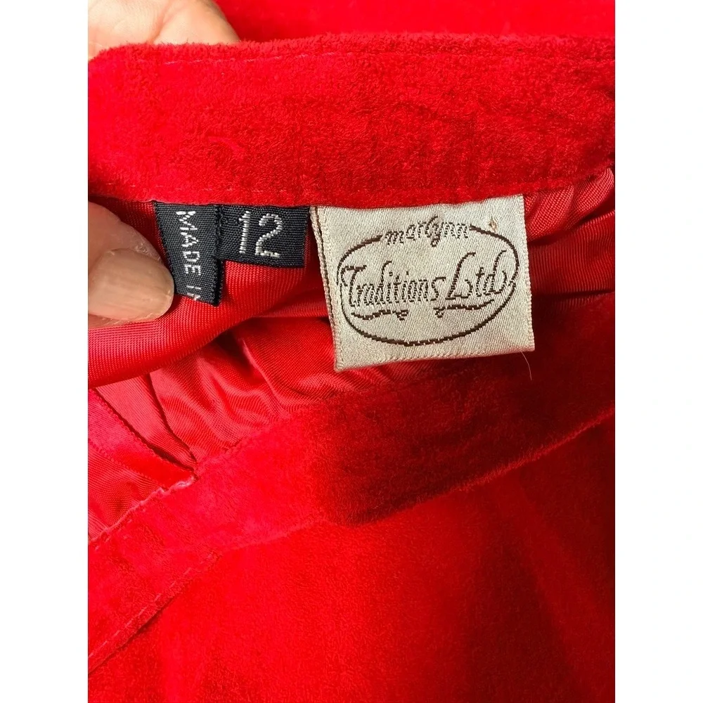 Vintage Red Genuine Leather Suede Maxi Full Skirt Size 12 Western Ranchcore Boho